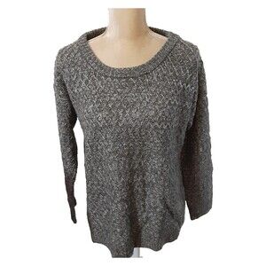 Nubby gray knit pullover sweater Denim24/7 sz S 100% acrylic